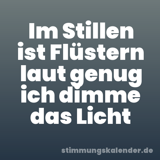 Im Stillen ist Flüstern laut genug ich dimme das Licht