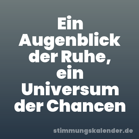 Ein Augenblick der Ruhe, ein Universum der Chancen