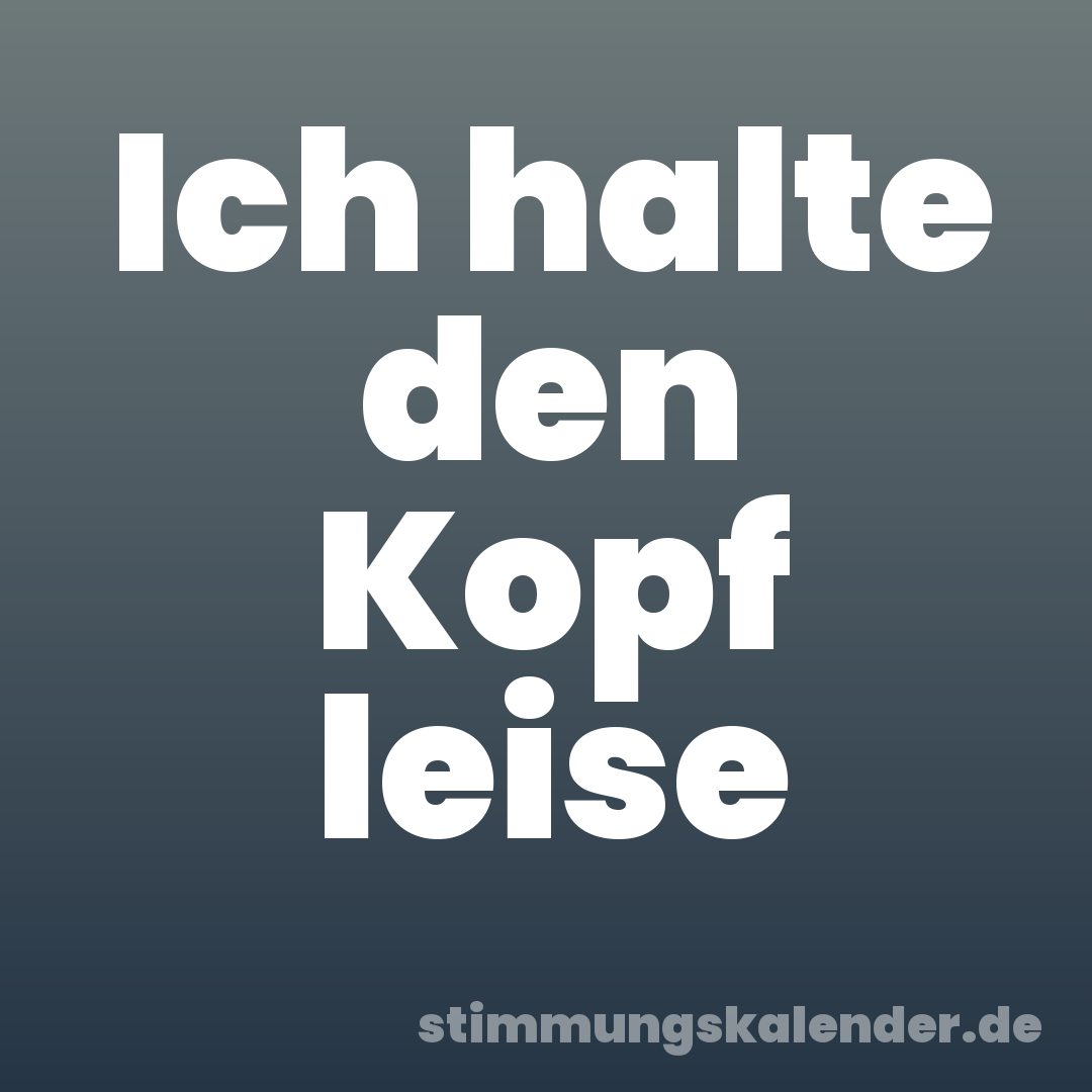 Ich halte den Kopf leise