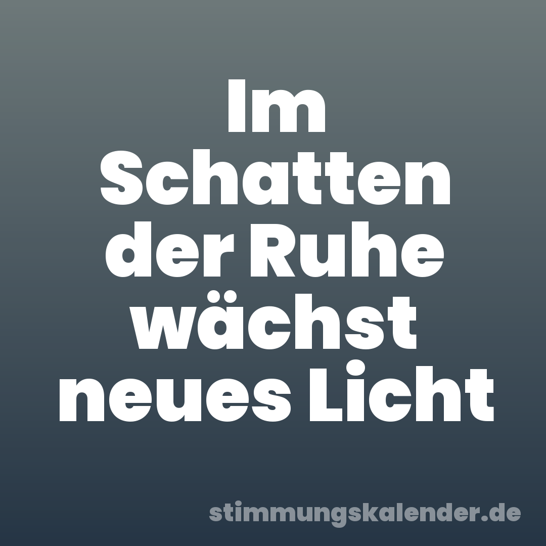 Im Schatten der Ruhe wächst neues Licht