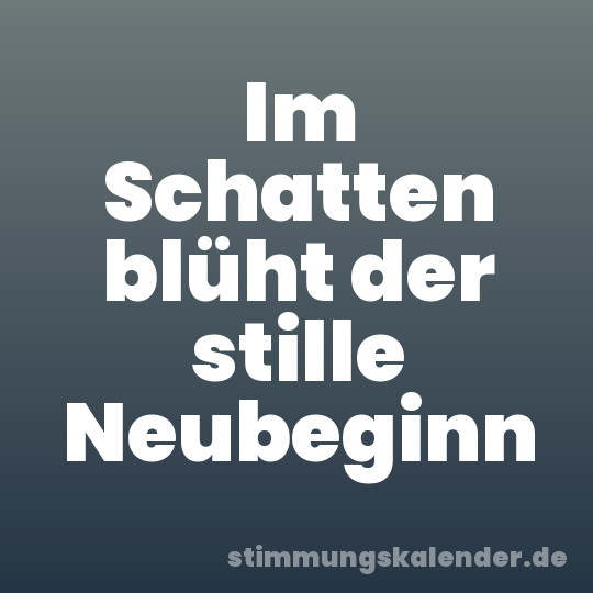 Im Schatten blüht der stille Neubeginn