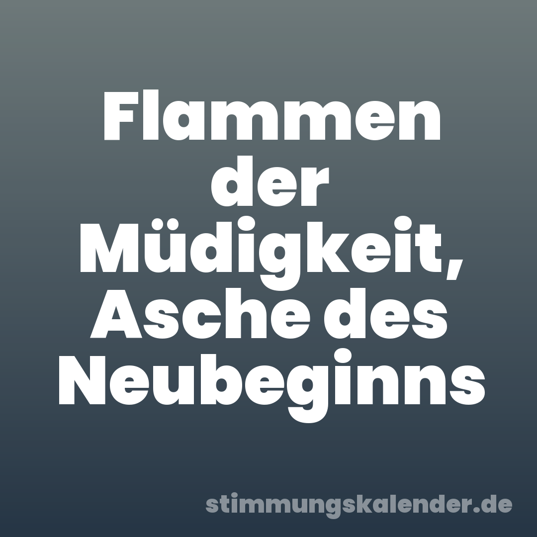 Flammen der Müdigkeit, Asche des Neubeginns
