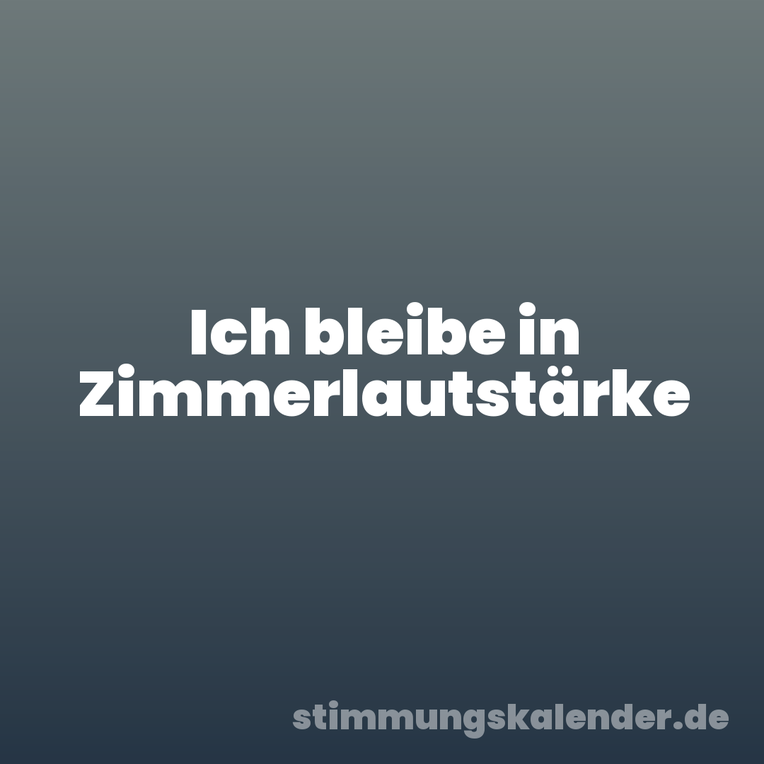 Ich bleibe in Zimmerlautstärke
