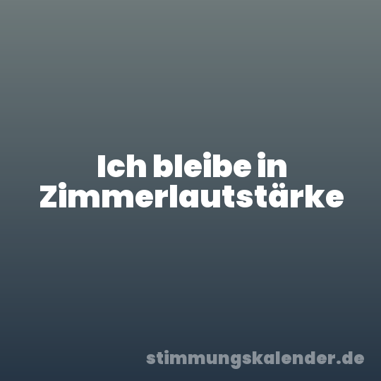 Ich bleibe in Zimmerlautstärke