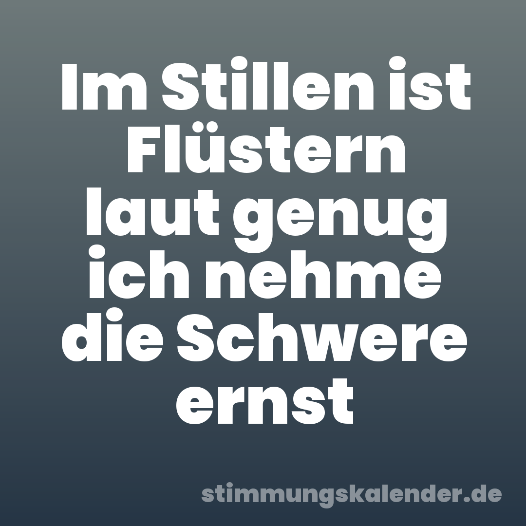 Im Stillen ist Flüstern laut genug ich nehme die Schwere ernst