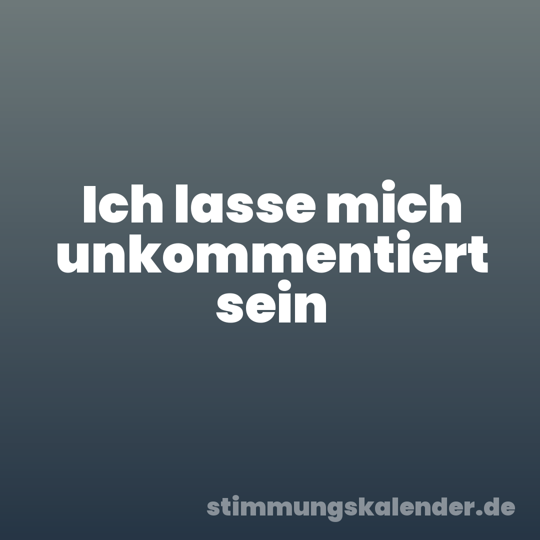 Ich lasse mich unkommentiert sein
