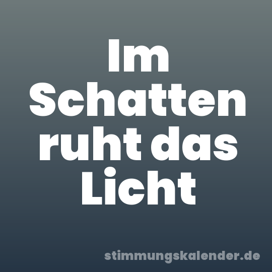Im Schatten ruht das Licht