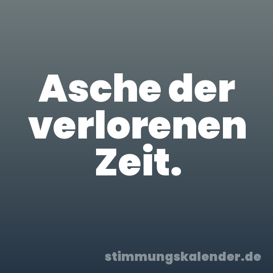 Asche der verlorenen Zeit.