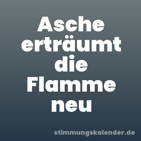 Asche erträumt die Flamme neu