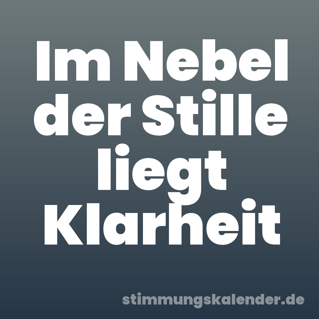 Im Nebel der Stille liegt Klarheit