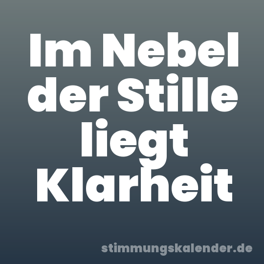 Im Nebel der Stille liegt Klarheit