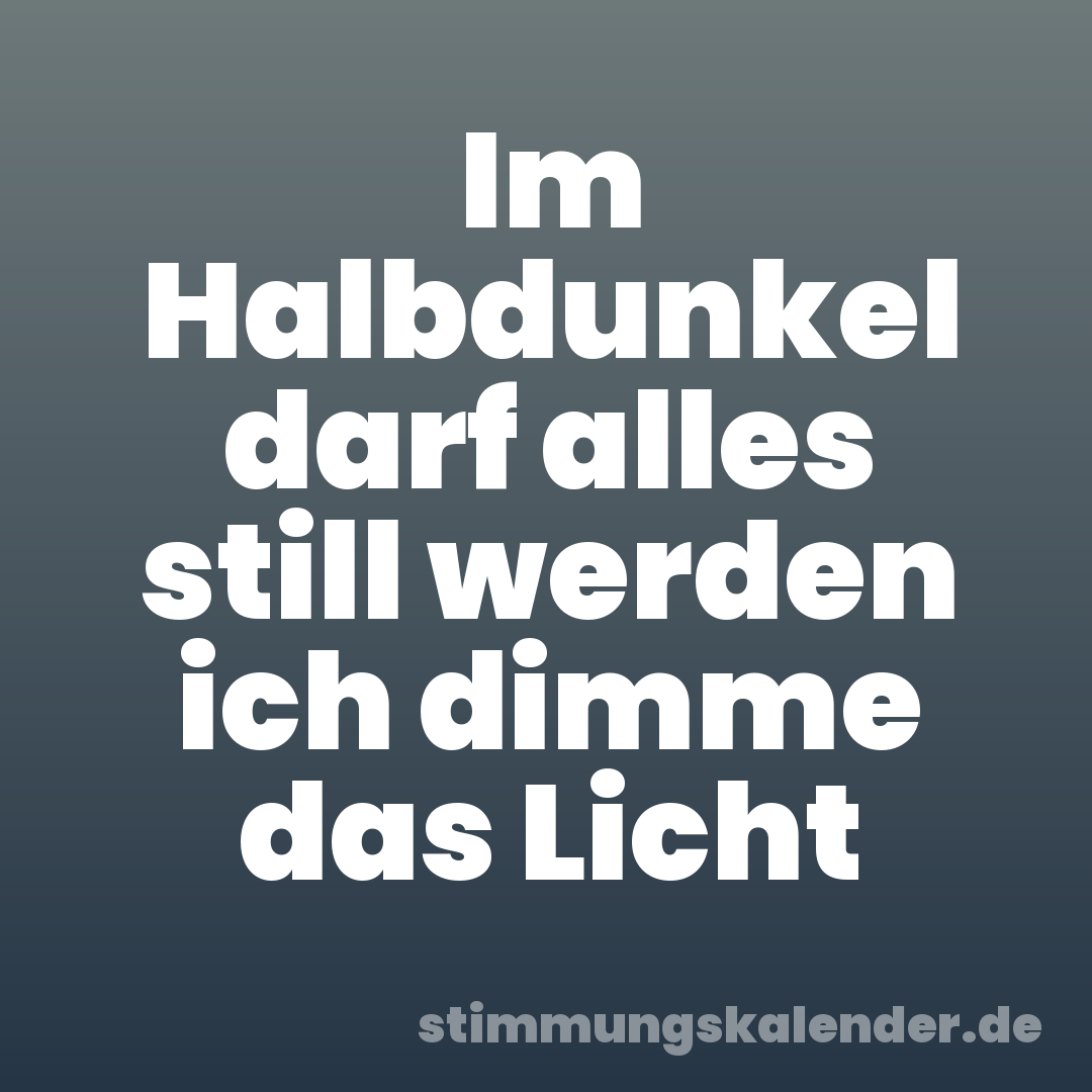 Im Halbdunkel darf alles still werden ich dimme das Licht