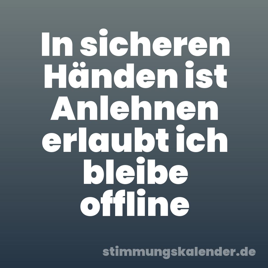 In sicheren Händen ist Anlehnen erlaubt ich bleibe offline
