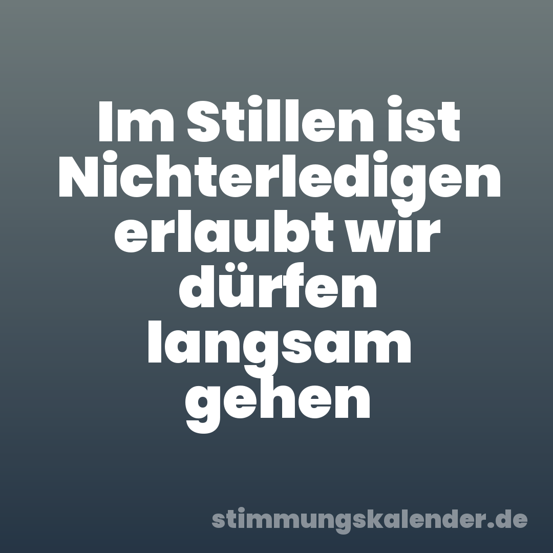 Im Stillen ist Nichterledigen erlaubt wir dürfen langsam gehen