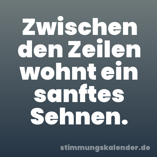 Zwischen den Zeilen wohnt ein sanftes Sehnen.