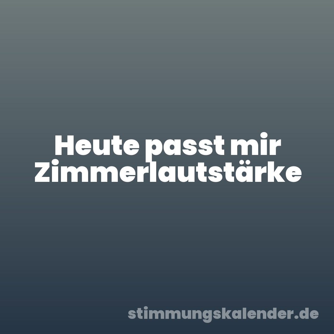 Heute passt mir Zimmerlautstärke