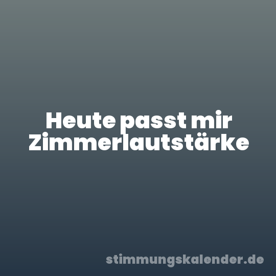 Heute passt mir Zimmerlautstärke
