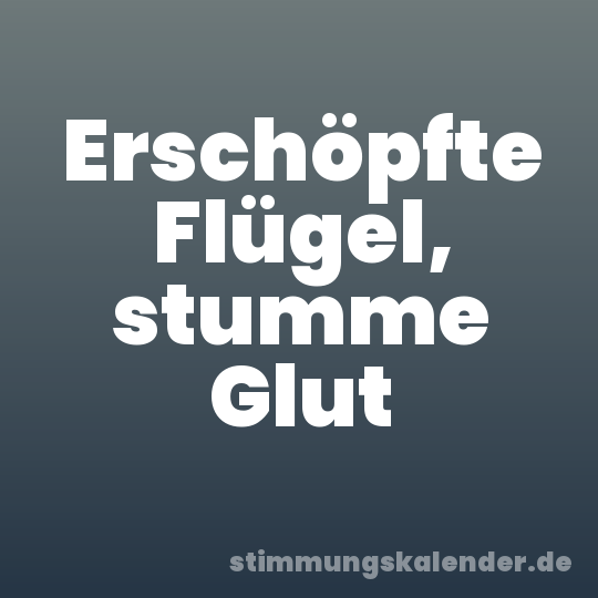 Erschöpfte Flügel, stumme Glut