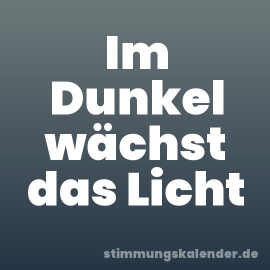Im Dunkel wächst das Licht