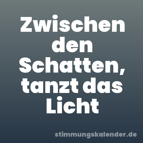 Zwischen den Schatten, tanzt das Licht