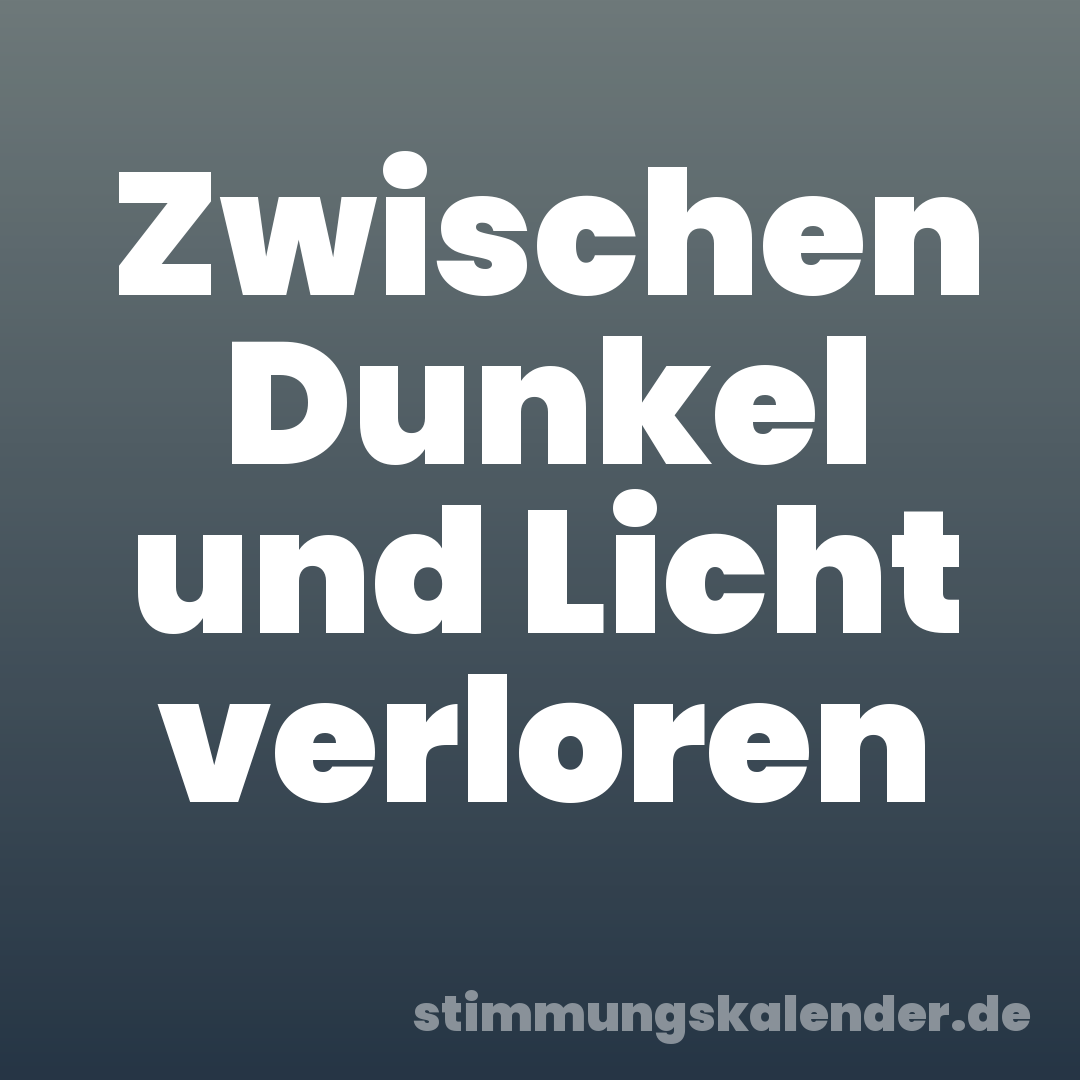Zwischen Dunkel und Licht verloren
