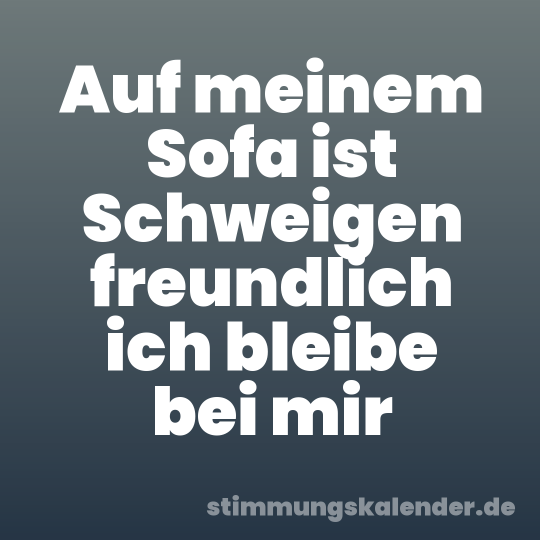 Auf meinem Sofa ist Schweigen freundlich ich bleibe bei mir
