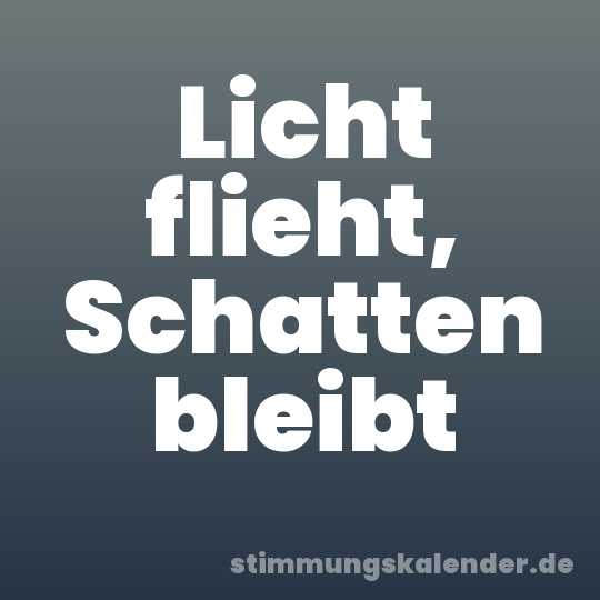 Licht flieht, Schatten bleibt