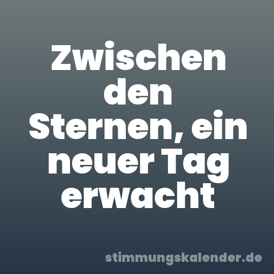 Zwischen den Sternen, ein neuer Tag erwacht
