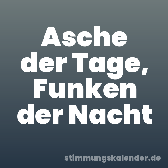 Asche der Tage, Funken der Nacht
