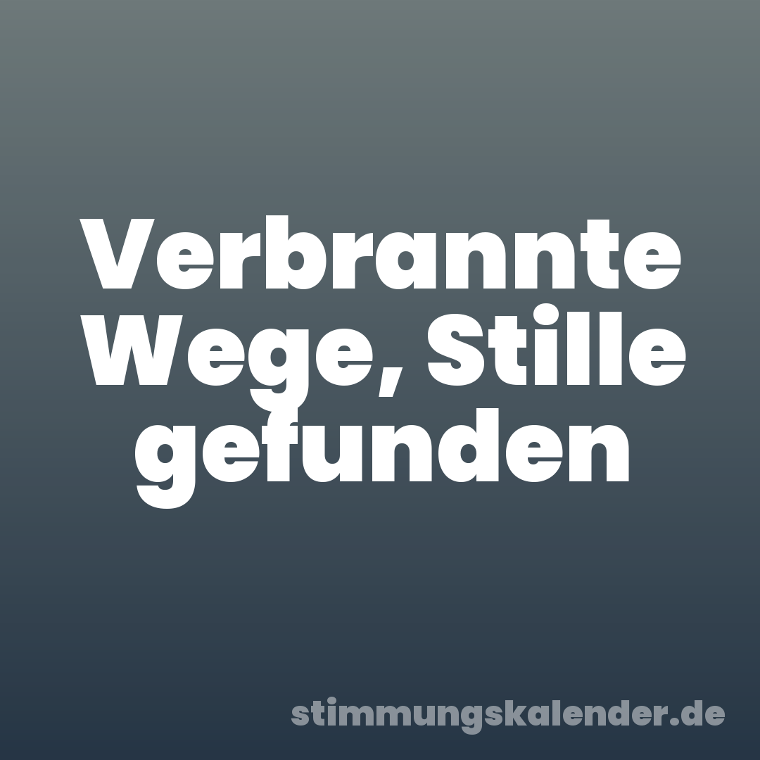 Verbrannte Wege, Stille gefunden