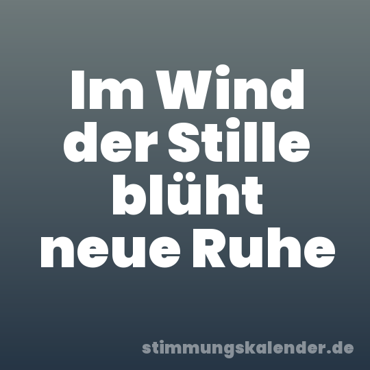 Im Wind der Stille blüht neue Ruhe
