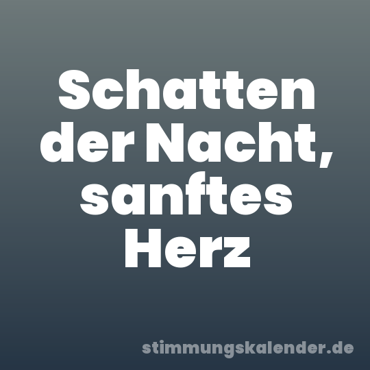 Schatten der Nacht, sanftes Herz