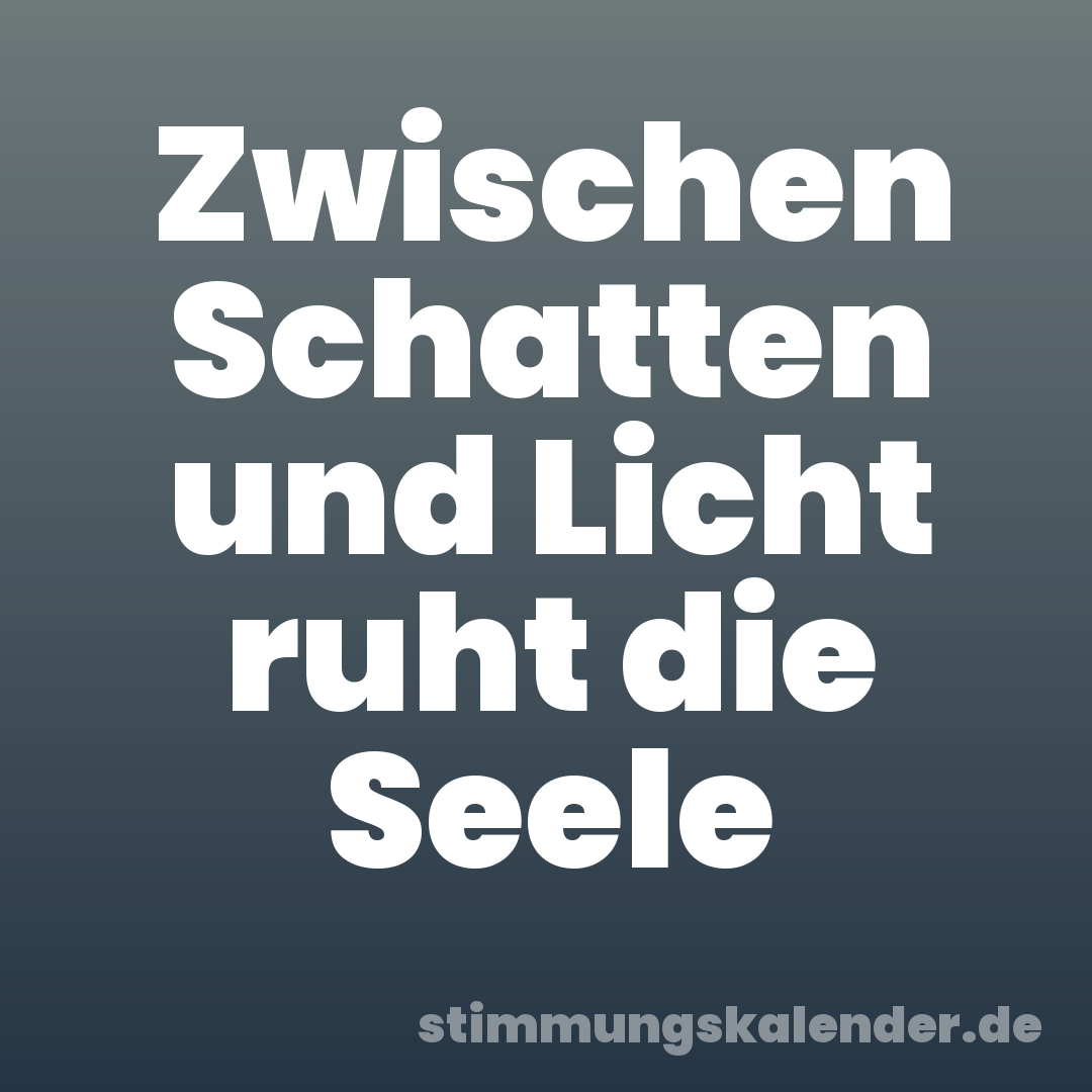 Zwischen Schatten und Licht ruht die Seele