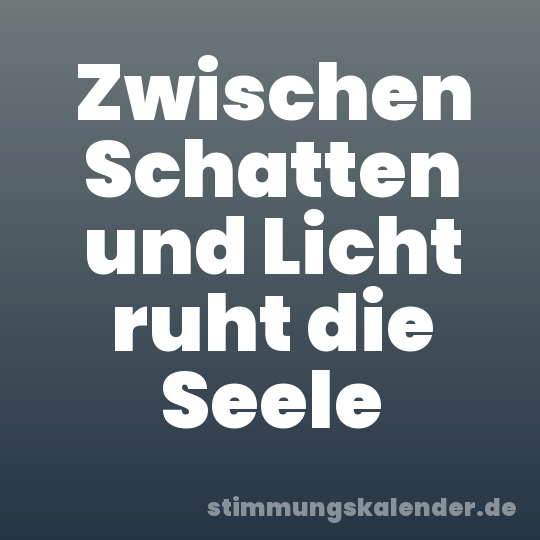 Zwischen Schatten und Licht ruht die Seele