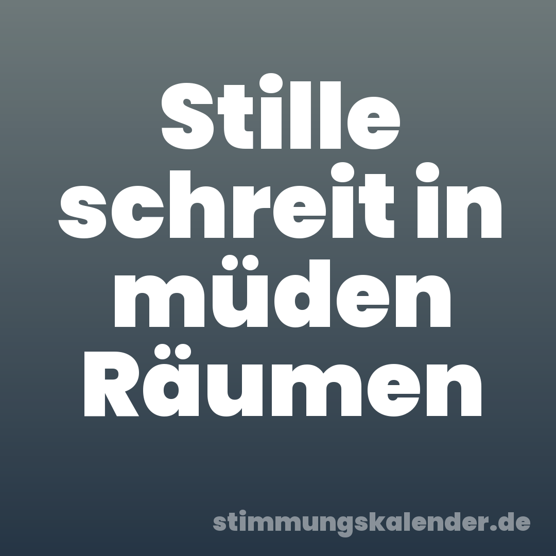 Stille schreit in müden Räumen
