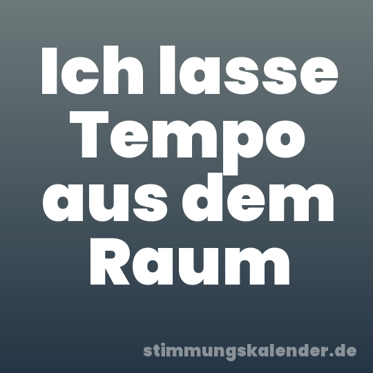 Ich lasse Tempo aus dem Raum