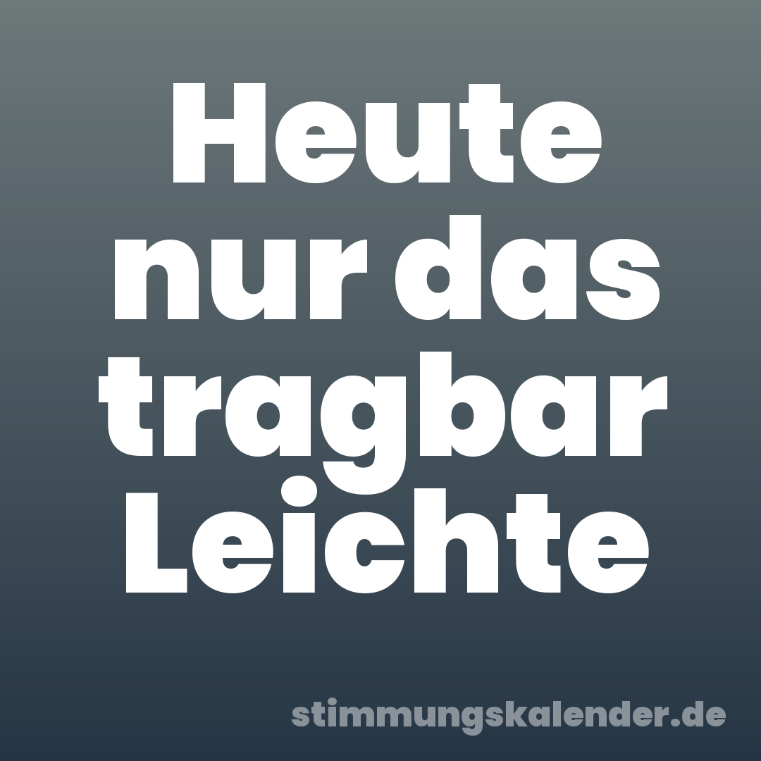Heute nur das tragbar Leichte