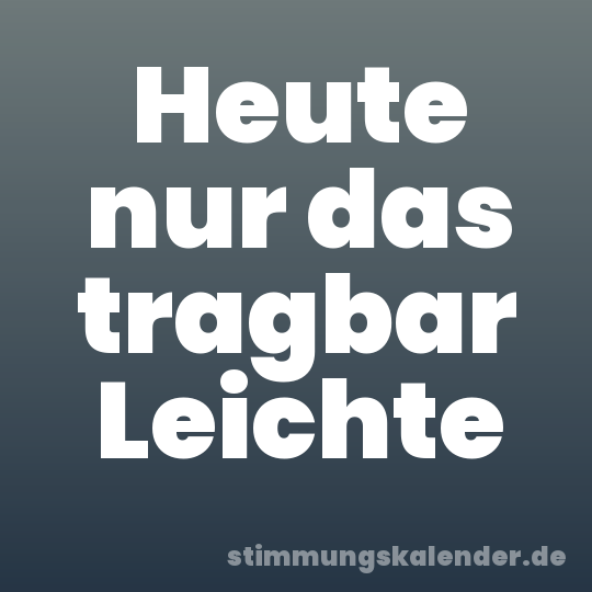 Heute nur das tragbar Leichte