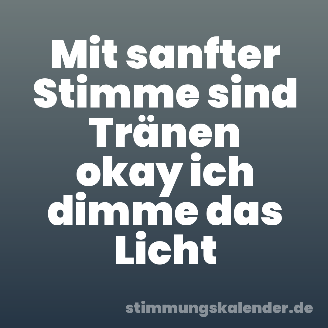 Mit sanfter Stimme sind Tränen okay ich dimme das Licht