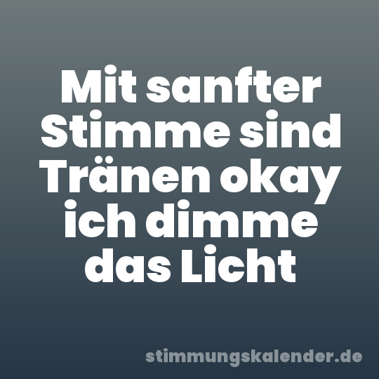 Mit sanfter Stimme sind Tränen okay ich dimme das Licht