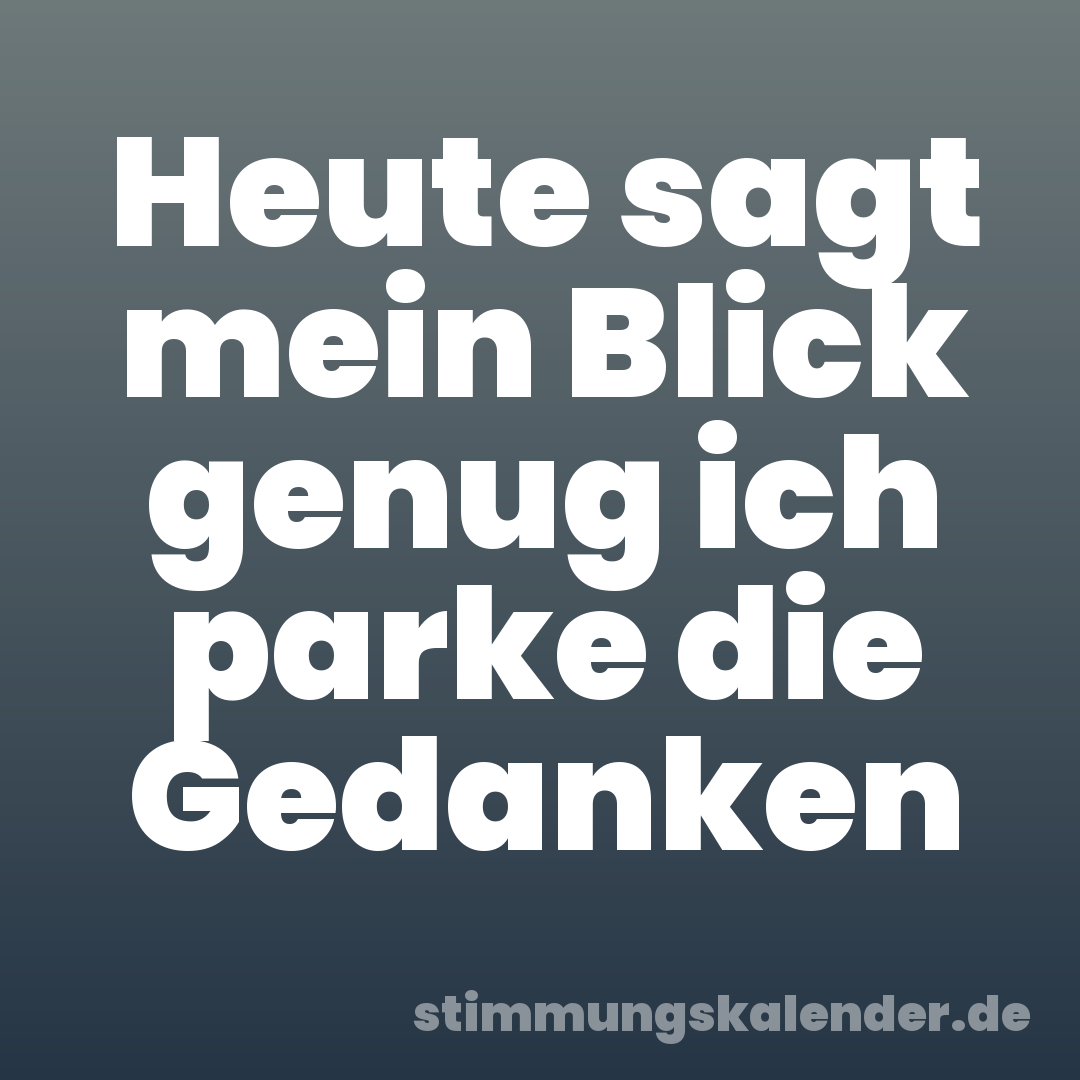 Heute sagt mein Blick genug ich parke die Gedanken