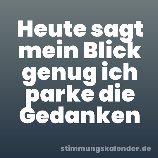 Heute sagt mein Blick genug ich parke die Gedanken