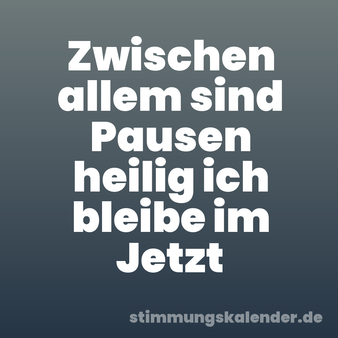 Zwischen allem sind Pausen heilig ich bleibe im Jetzt