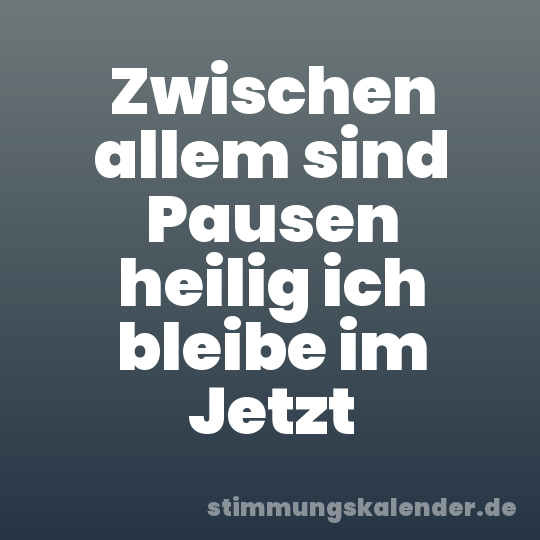 Zwischen allem sind Pausen heilig ich bleibe im Jetzt
