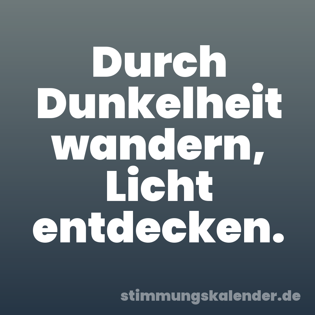Durch Dunkelheit wandern, Licht entdecken.