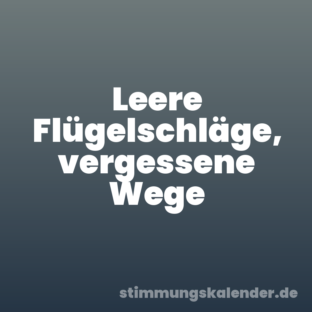Leere Flügelschläge, vergessene Wege