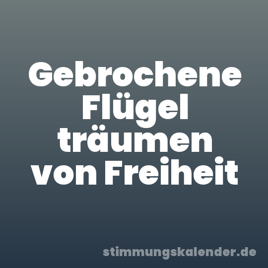 Gebrochene Flügel träumen von Freiheit