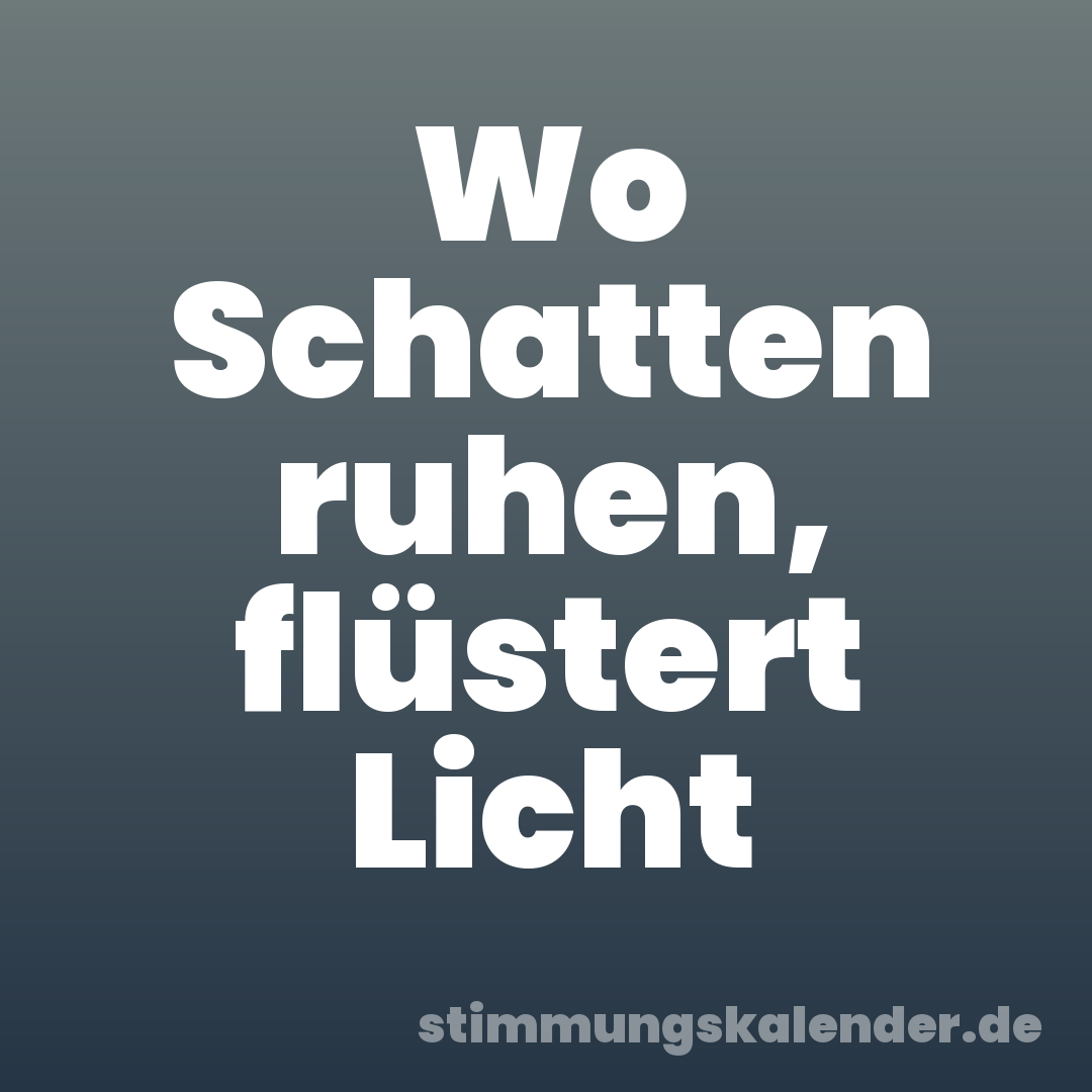 Wo Schatten ruhen, flüstert Licht
