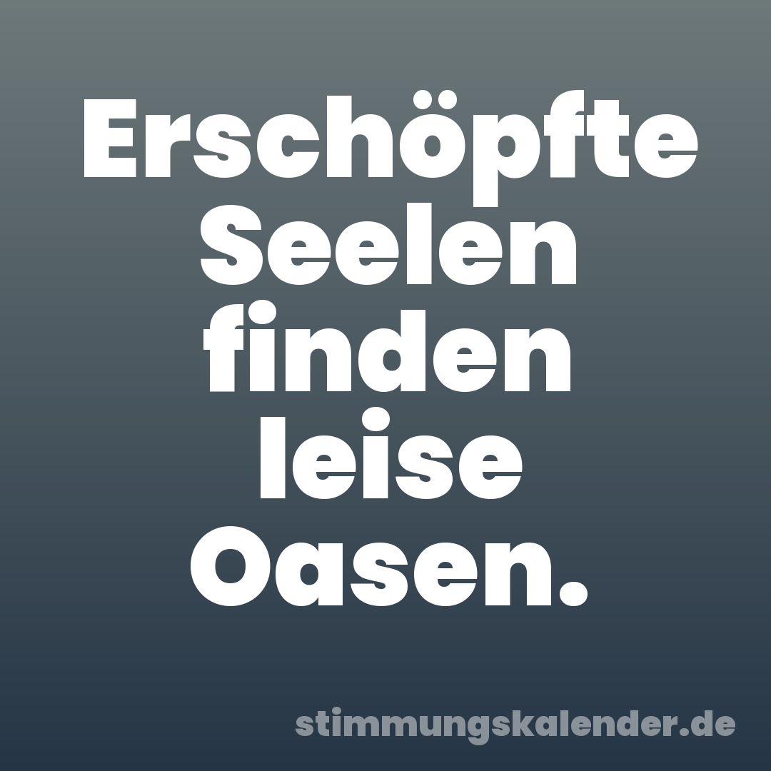 Erschöpfte Seelen finden leise Oasen.