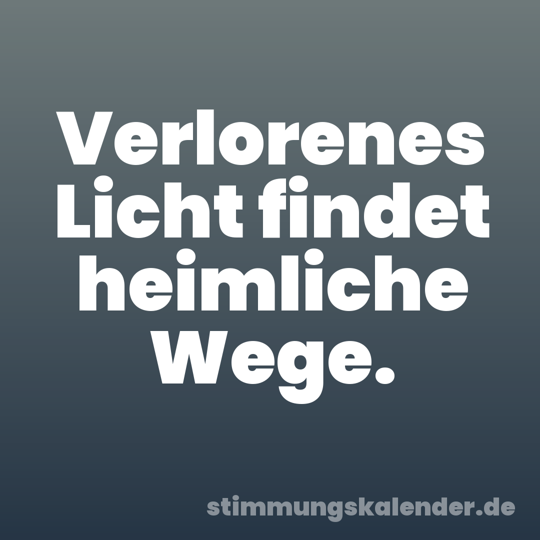 Verlorenes Licht findet heimliche Wege.